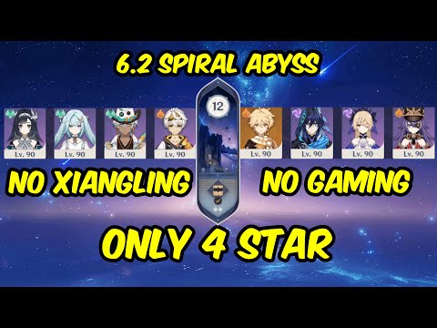 6.2 Spiral Abyss - Only 4 Star Characters & Weapons and Pyro Traveler - Genshin Impact