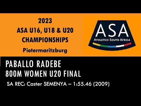 Paballo Radebe wins 2023 SA Girls U16 Championships 800m in 2:10.27 in Pietermaritzburg