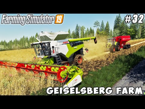 Harvesting wheat, picking straw, spreading manure | Geiselsberg Farm | Farming simulator 19 | ep #32