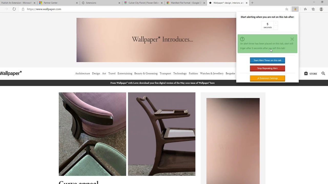 Tab Timer Alert Chrome Extension Demo