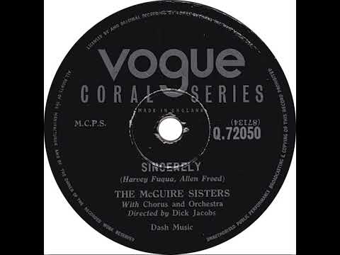 UK New Entry 1955 (77) McGuire Sisters - Sincerely