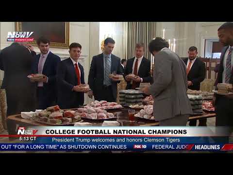 FAST FOOD FEAST: Burgers, pizza, salads, OH MY! Pres. Trump Hosts Clemson Tigers at White House