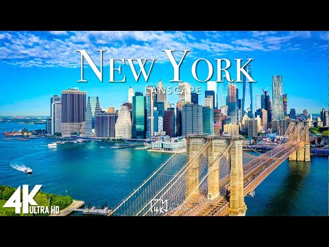 FLYING OVER NEW YORK (4K UHD) - Relaxing Music With Beautiful Natural Landscape (4K Video Ultra HD)