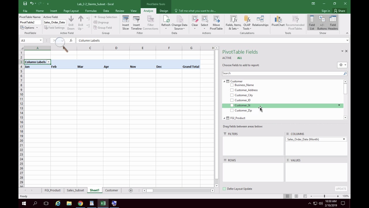 Lab 2 - 2: Pivot Table Analysis
