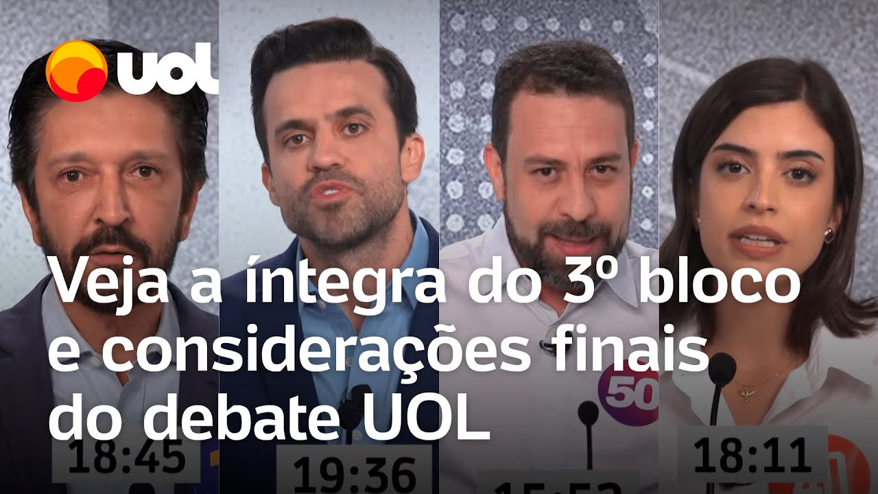 Debate UOL/Folha: Marçal e Boulos atacam Nunes, Tabata defende propostas; veja íntegra do 3º bloco