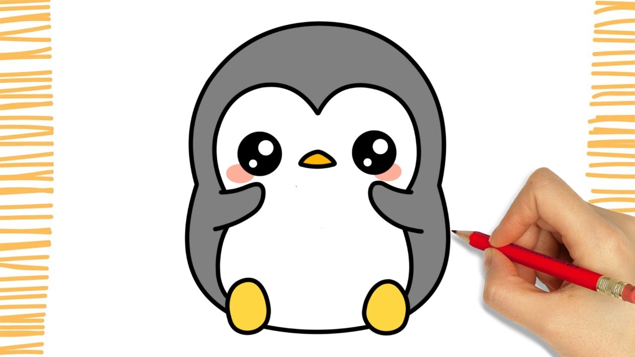 Como dibujar a un PINGÜINO KAWAII I paso a paso