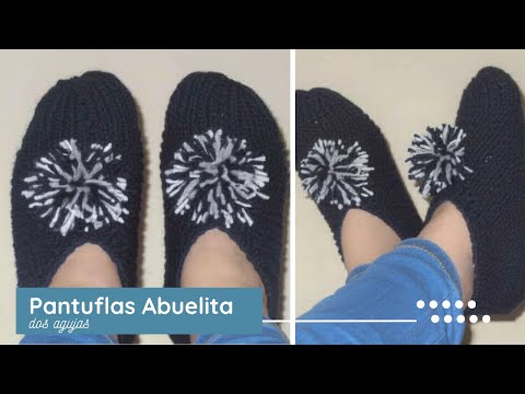 Pantuflas de abuelita tejidas a dos agujas