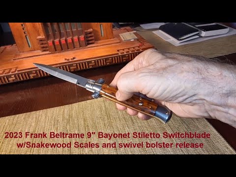 Frank Beltrame 9 inch Bayonet Switchblade Automatic Stiletto Knife 2023 with Snakewood Scales