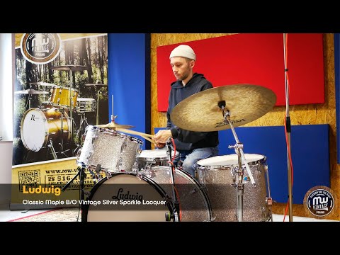 MW-Vintage.pl - Ludwig Classic Maple B/O Vintage 22”, 13", 16” Silver Sparkle 4K