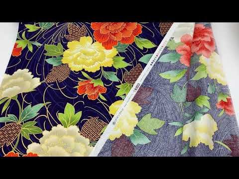 Japanese flower fabric by Quilt Gate with metallic embellishment
