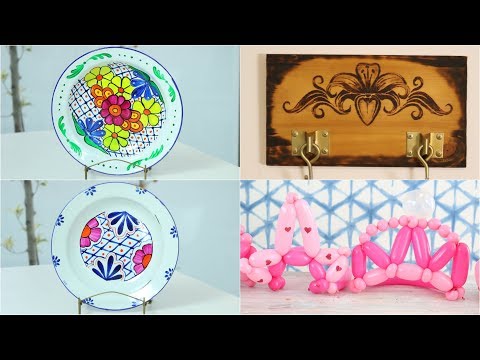 ManosalaObraTv 2018 Programa 65 - Pintar platos - Corona de Globos - Pirograbado