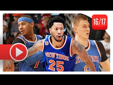 Derrick Rose, Kristaps Porzingis & Carmelo Anthony Highlights vs Pelicans (2016.12.30) - 67 Pts