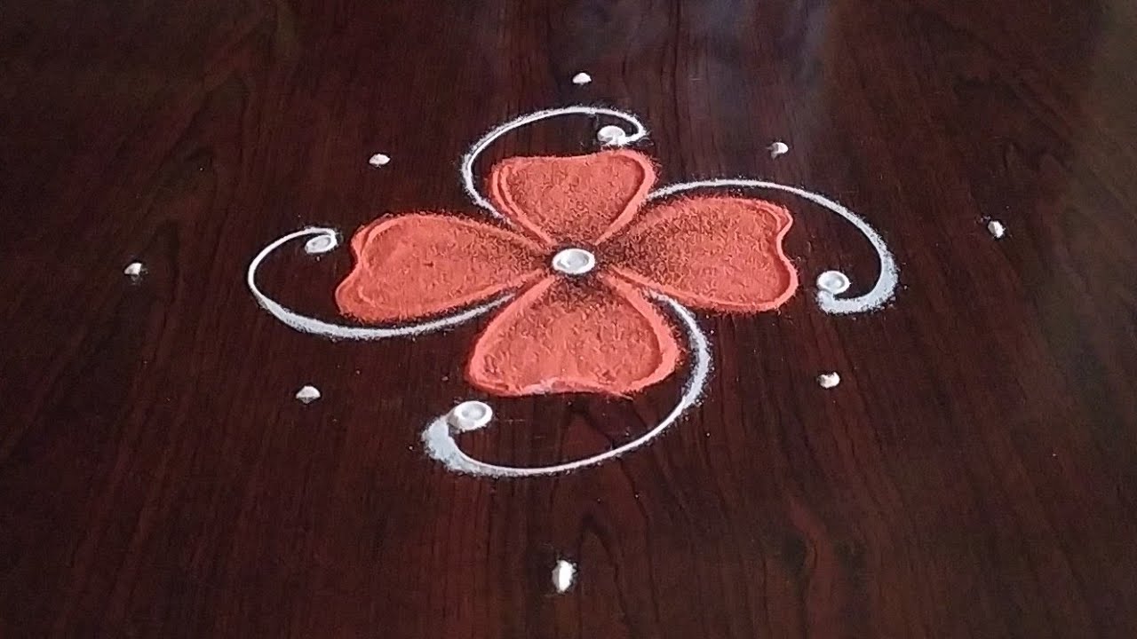 Simple easy daily 5 dot kolam design by sresta rangoli