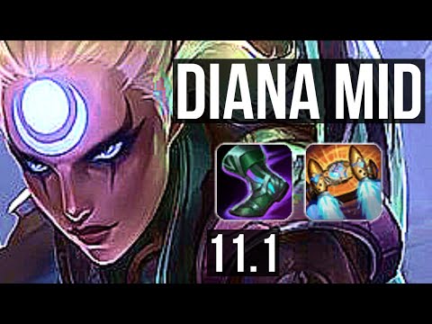 DIANA vs QIYANA (MID) | 7/1/6, 65% winrate, Godlike | KR Diamond | v11.1