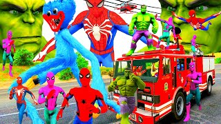 Ô Tô Cứu hỏa Giải Cứu Siêu Nhân Người Nhện, GTA V Shrek Avengers VS Red Hulk New Cars || tmphuong