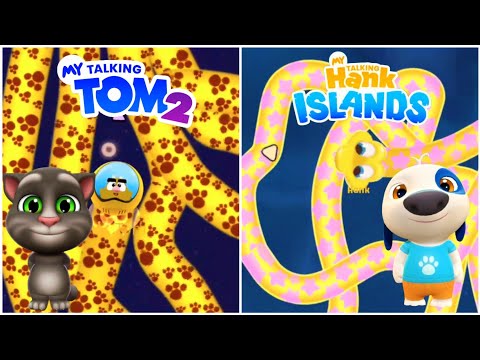 My Talking Tom 2 Space Trails vs My Talking Hank Islands Snake Trails Gameplay