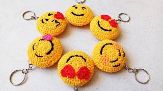 Cute & Adorable Crochet Emoji Keychains Tutorial step by step