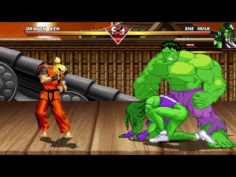 HULK & SHE HULK vs DRAGON KEN - STREET FIGHTER INCREDIBLE INSANE BATTLE
