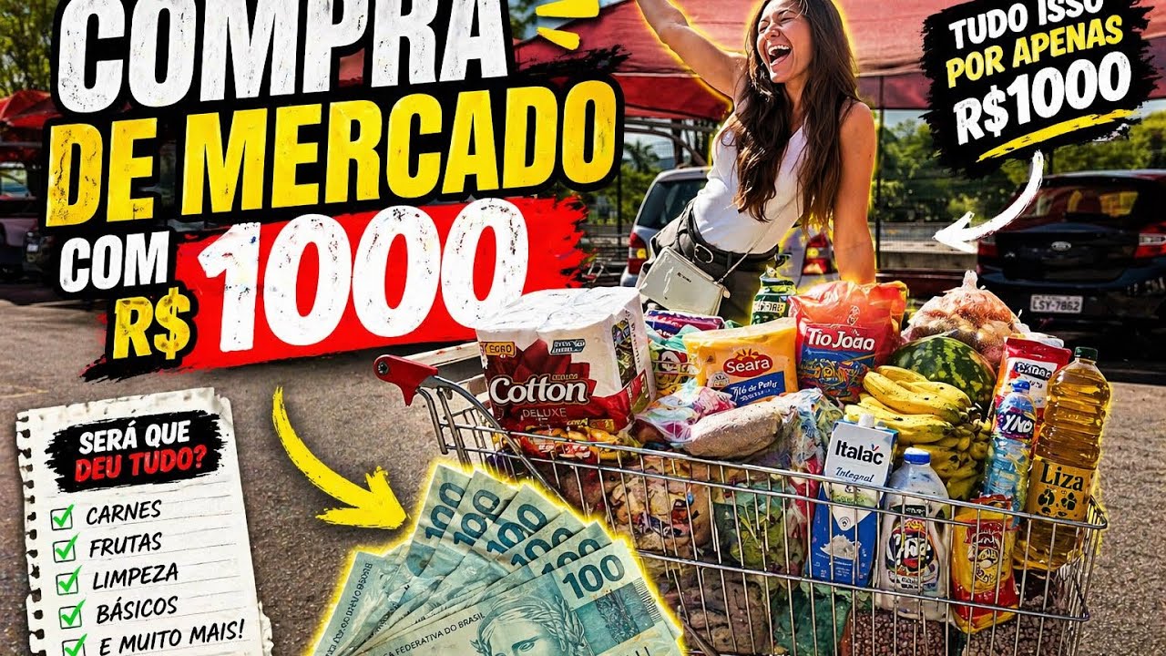 SUPERMERCADO COMPLETO COM R$1.000: SERÁ QUE DEU? 😱