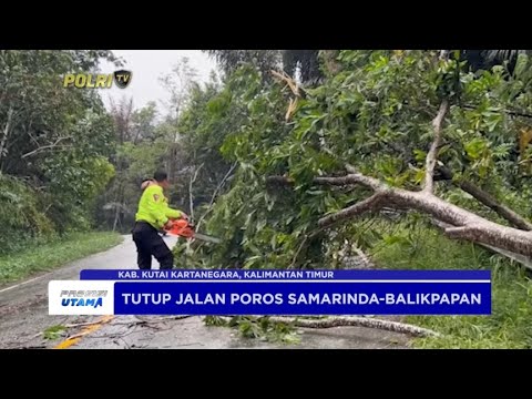 POLRES KUKAR EVAKUASI POHON TUMBANG