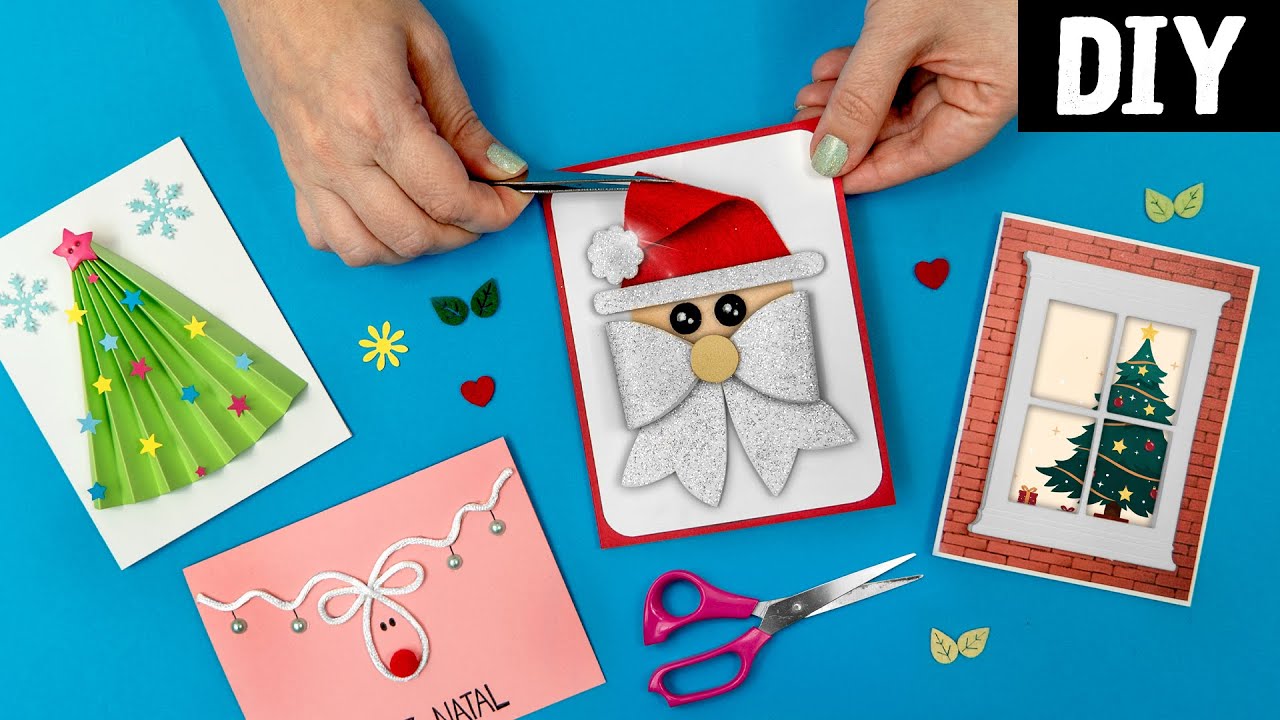 🎄 5 Ideias Fáceis de Cartão de Natal Criativo Gastando Pouco