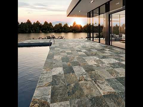 Carrelage sol extérieur Pierre de Bali Météor Mix vert R11 30x60 cm