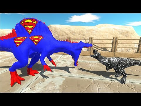 SUPERMAN SPINOSAURUS VS VENOM T REX DEATH RUN - Animal Revolt Battle Simulator