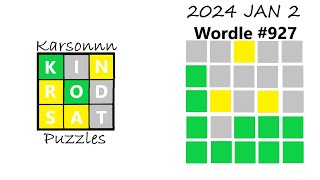 2024 JAN 2 - Wordle 927 Solve