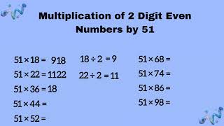 Multiplication of Two Digit even numbers by 51