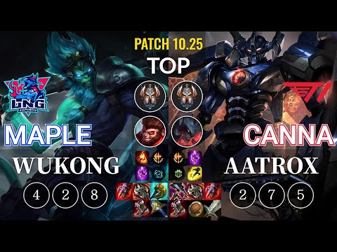 LNG Maple Wukong vs T1 Canna Aatrox Top - KR Patch 10.25