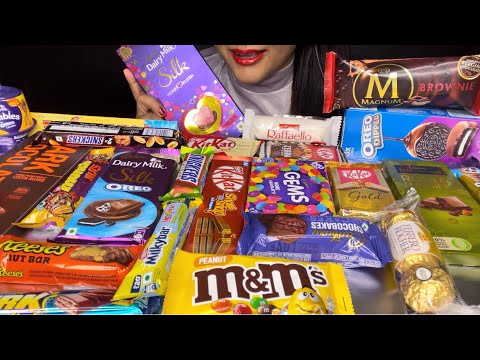 ASMR EATING CHOCOLATES,DIARYMILK HEART BLUSH,MAGNUM BROWNIE,KITKAT,SNICKERS *CHOCOLATE CHOCOLATE *