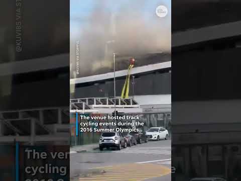 Flames engulf Rio Olympic Park velodrome. See dramatic drone video.