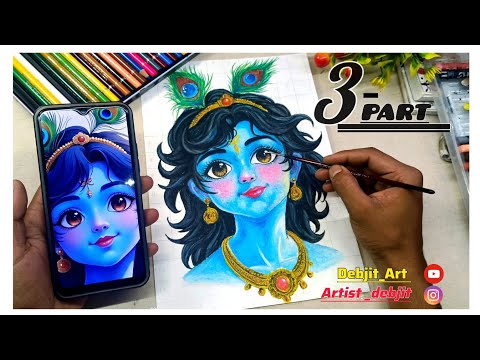 Krishna Ji Drawing,  oil pastels art part -3