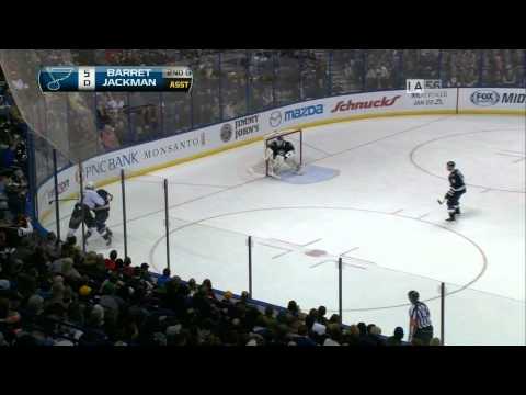 Barret Jackman wrist shot goal 3-1 Anaheim Ducks vs St. Louis Blues 1/18/14 NHL Hockey.