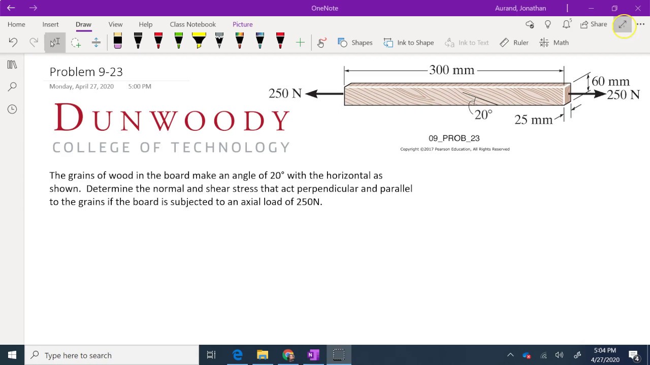 MENG2240 Mechanics of Materials Hibbeler Problem 9-23