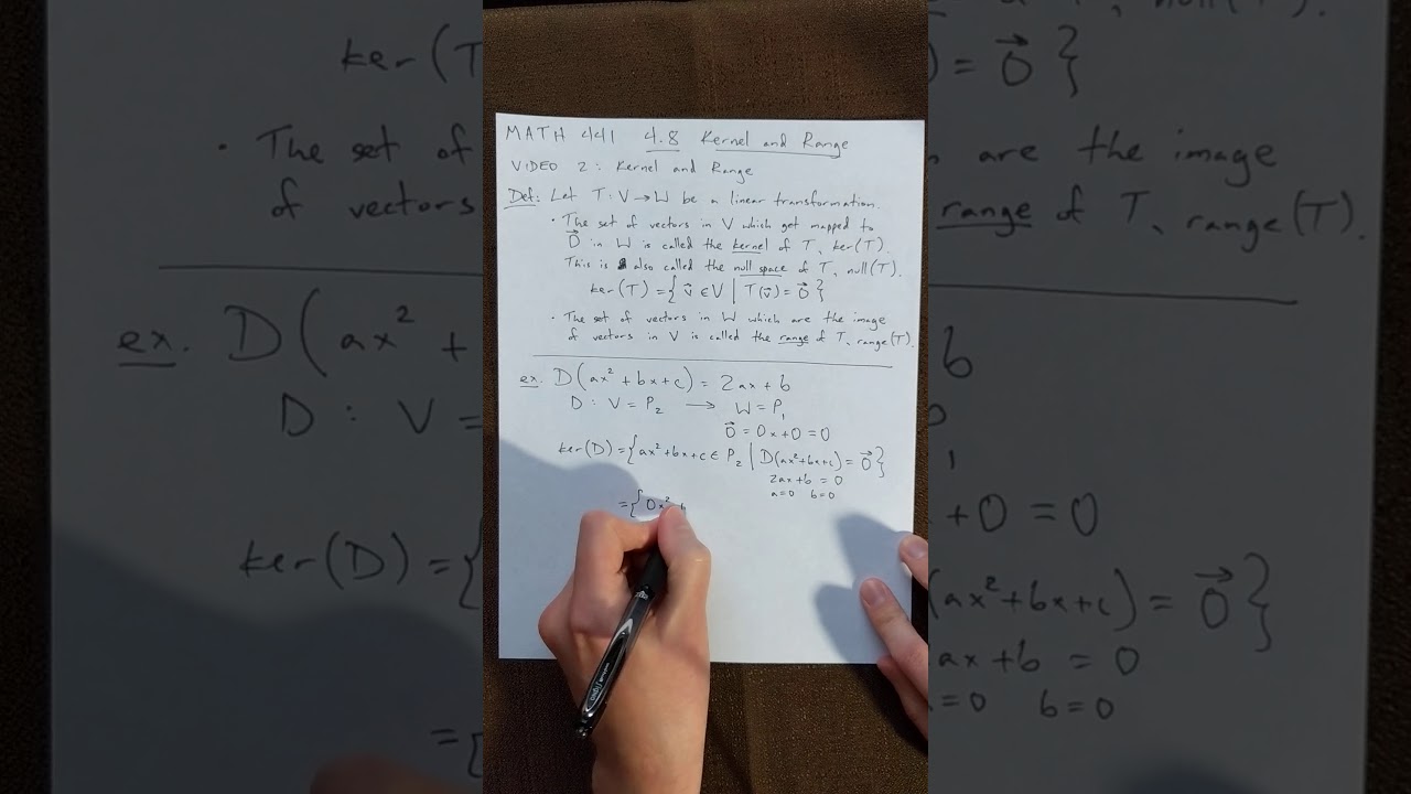 Math 441 4.8 #2 Kernel and Range