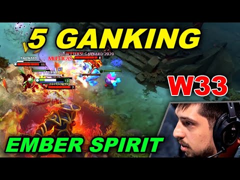 W33 EMBER SPIRIT FLASH MOVE 5 GANKING SURVIVE! FULL ITEM SUPER CARRY DOTA 2