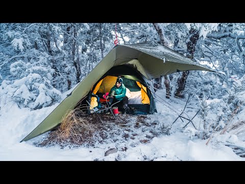 Snowstorm CAMPING With my Wife - The Worst Winter Storm - Heavy Rain