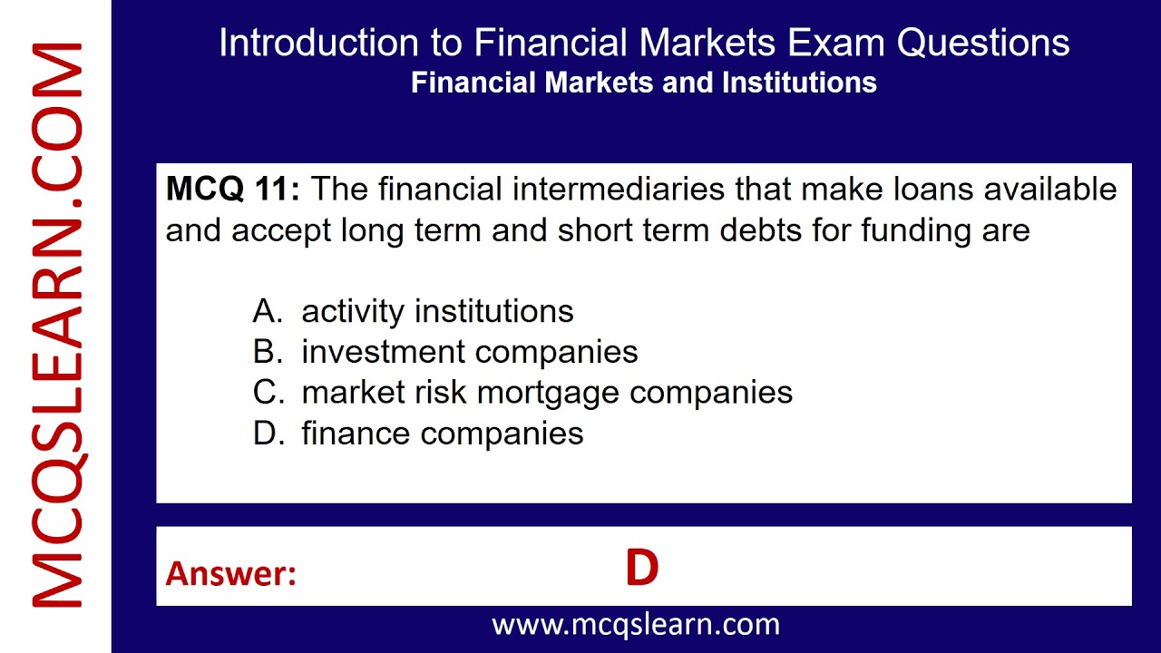 Introduction: Financial Markets MCQ Questions Answers | Financial Markets Notes | Ch 4 PDF MCQ | App