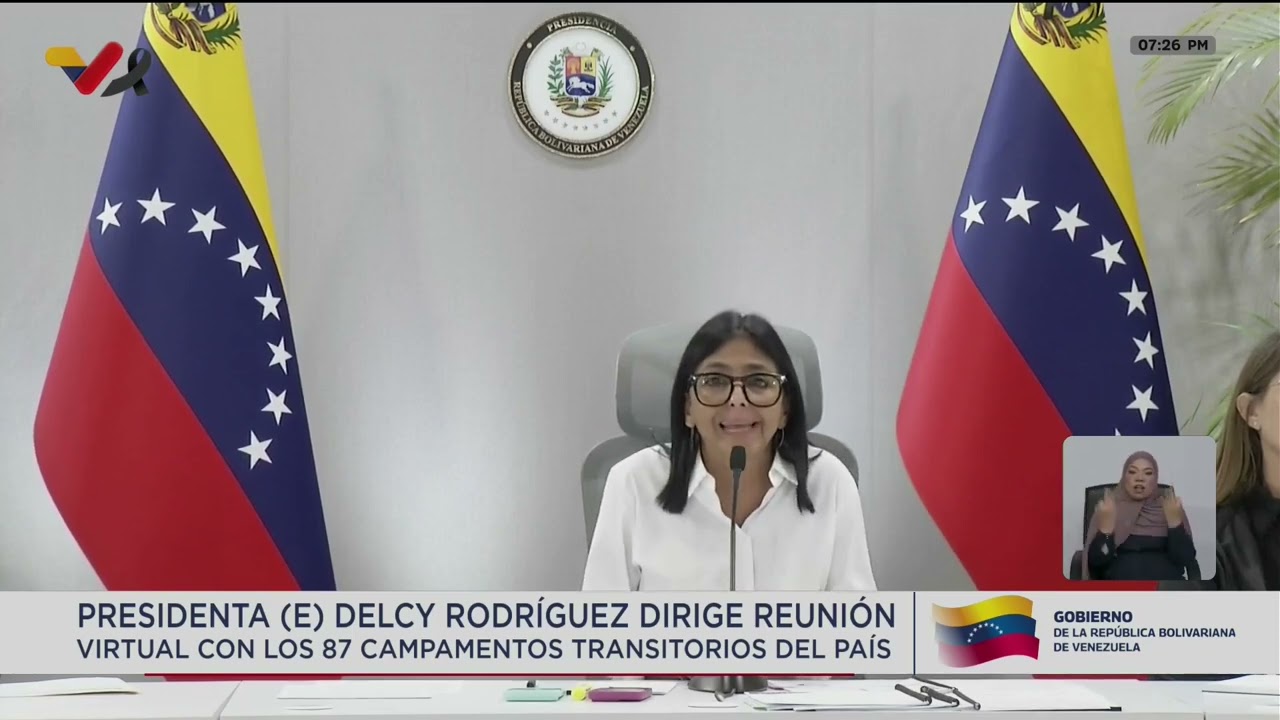 Delcy Rodríguez, reunión virtual con 87 campamentos transitorios del país, 8 de julio de 2026