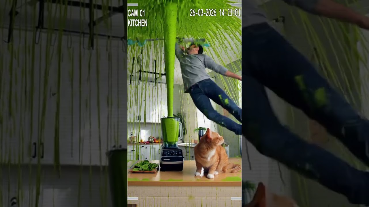 Made a Spinach Smoothie Under the Ceiling Fan and It Painted the Whole Kitchen Green 🥬🌪️