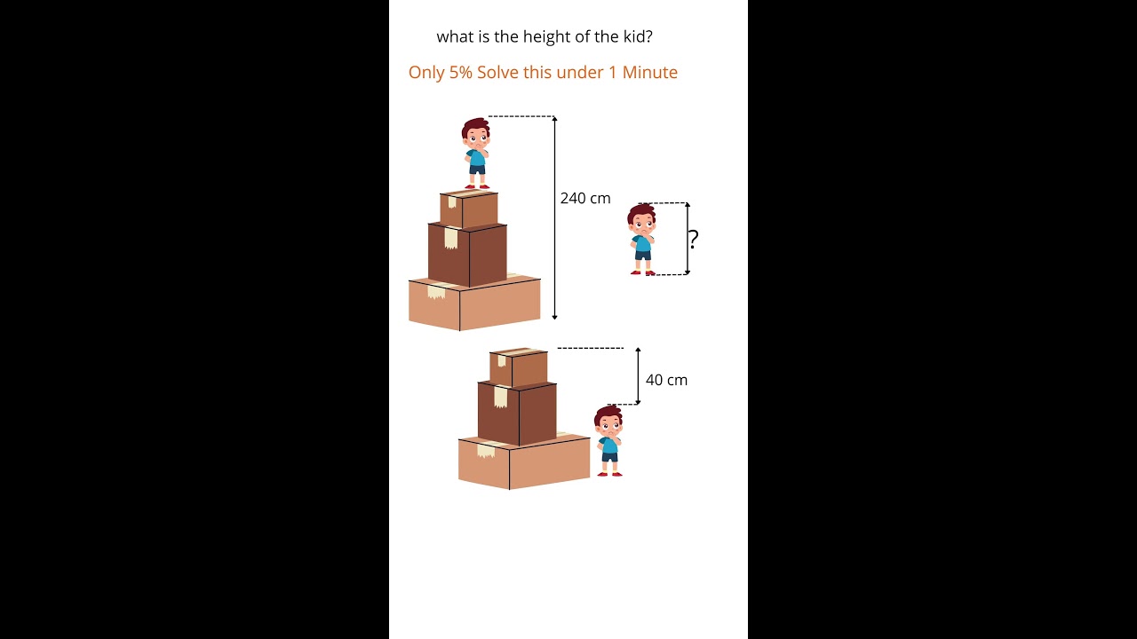 IQ Test Math Puzzle: What Is the Height of the Kid? Solve in 1 Minute