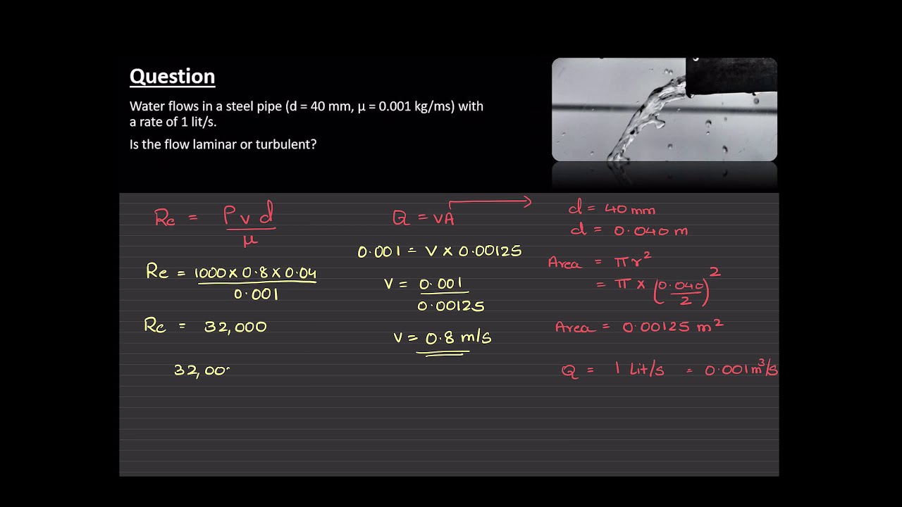 Reynolds Number Example Problem - Fluid Mechanics