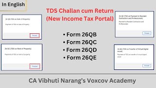 How to File TDS Form 26QB ,26QC, 26QD & 26QE (English)New Income Tax Portal ITDS Challan Cum Returns