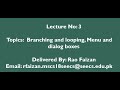 Visual Basic Tutorial Branching Looping Menu Dialog Boxes Lecture 3