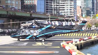 Leonardo AW139 & Sikorsky S-76 Helicopters Takeoff and Landing at New York !!
