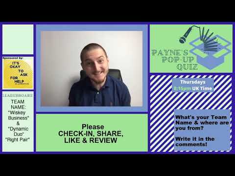 Payne’s Pop Up Quiz No 14