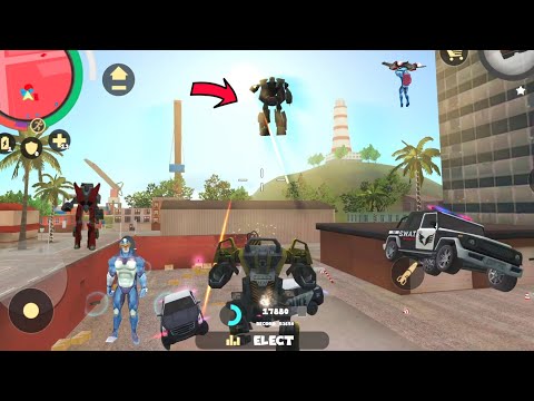 Rope Hero: Vice Town (Police Robot Car Fly on Mountain) Assault Machine Kill Car Robot - Gameplay HD