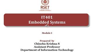 IT401 Embedded Systems Module 1 Part 1 Introduction to Embedded Systems
