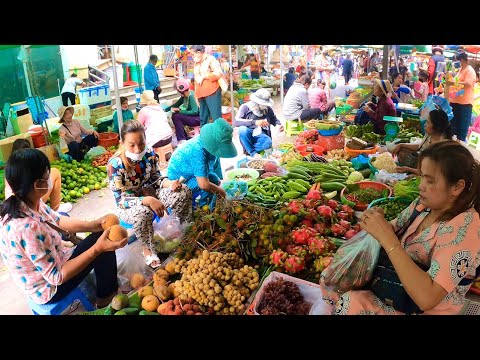 Cambodia Morning Market Street Food, Walking tour at Boeng Trabaek Market in Phnom Penh 2022